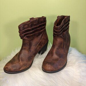 AZ Gianna Pull-On Faux Suede Boots-Ankle Tan Size 7M